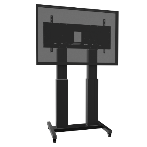 Produkt Bild Elektrisch höhenverstellbarer Schwerlast XL TV Rollwagen, mobiler Monitorständer mit 50 cm Hub SCETADB