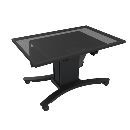 Produkt Bild Elektrisch höhenverstellbarer & neigbarer TV Rollwagen, mobiler Monitorständer, 50 cm Hub SCETTACM25BK