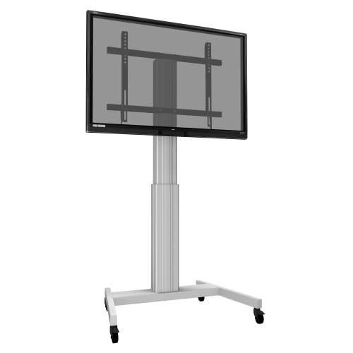 Product image Height adjustable mobile tv and silver monitor stand, lite series with 50 cm of vertical travel SCETAVLIS