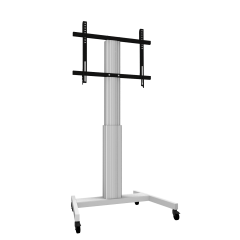 Productimage Height adjustable mobile tv and silver monitor stand, lite series with 50 cm of vertical travel