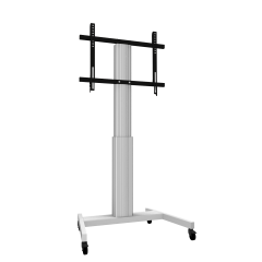 Product image Height adjustable mobile tv and silver monitor stand, lite series with 50 cm of vertical travel SCETAVLIS