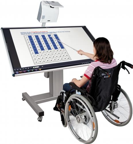 Product image Mobile tiltable whiteboard workITdesk for different projectors SCETTIHMPO