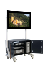 Product image TV cart on wheels, TV rack for TVs up to 70 inches with big base cabinet, wodden doors SCXL-S60TF