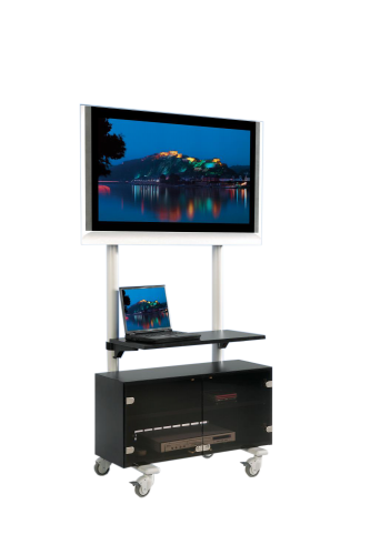 Product image TV cart on wheels, TV rack for TVs up to 50 inches with big base cabinet and shelf SC70-S40GBF